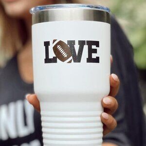 Polar Camel White 32 oz football tumbler with lid NWT